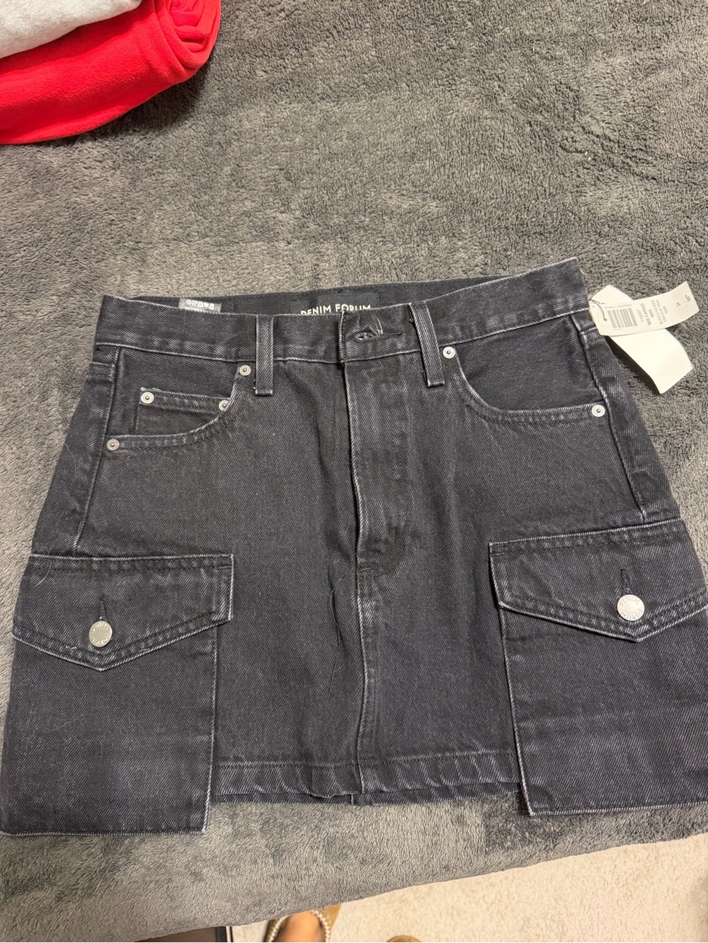 Aritzia Black Denim Cargo Mid rise Skirt